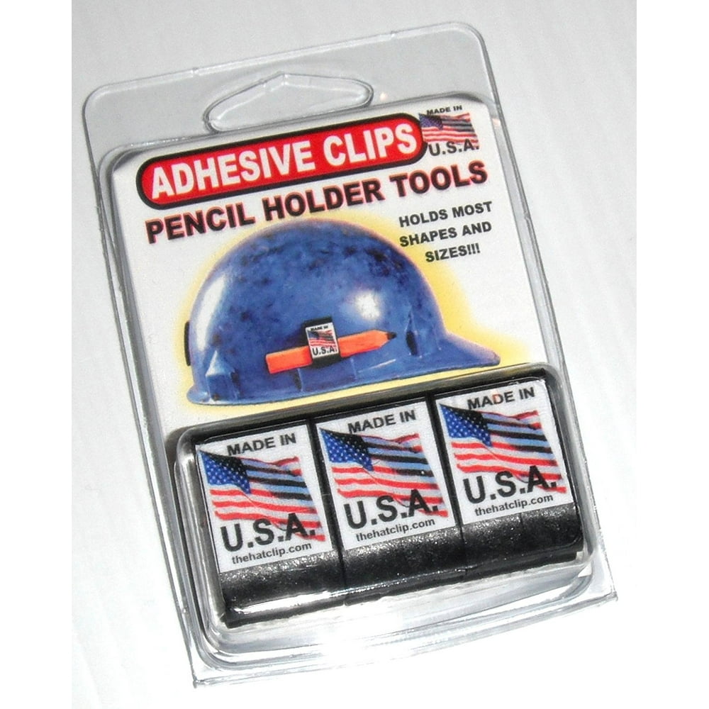 Hard Hat Pencil Holder Adhesive Clip Tool with tons of uses 3 PACK