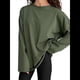 thumbnail image 2 of Camisetas de Larga con Cuello Redondo Extragrande para Mujer, Blusas Básicas de Otoño, Ropa Informal de Entrenamiento Y2K. Verde L, 2 of 7