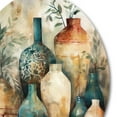 thumbnail image 3 of Designart "Artisanal Boho Pottery Green And Orange I" Boho Pottery Metal Round Wall Decor, 3 of 5