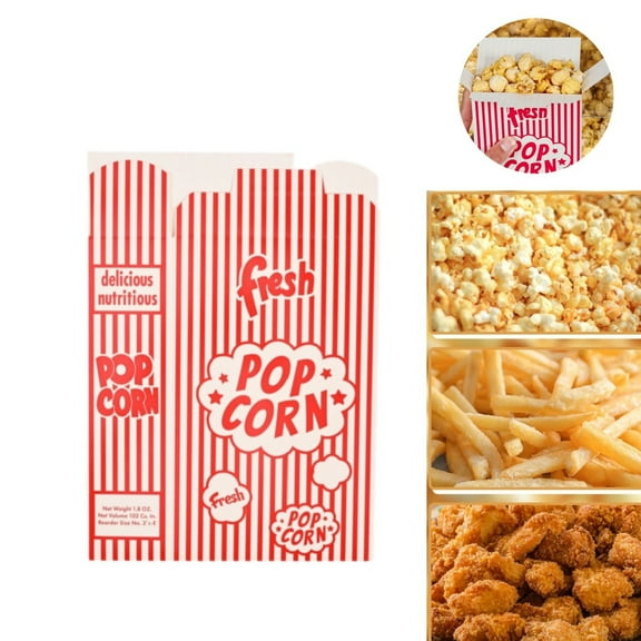 Red and White Striped Popcorn Boxes,20Pack Disposable Popcorn Containers,QZS Durable Individual Servings Bags for Puffed Rice Machine