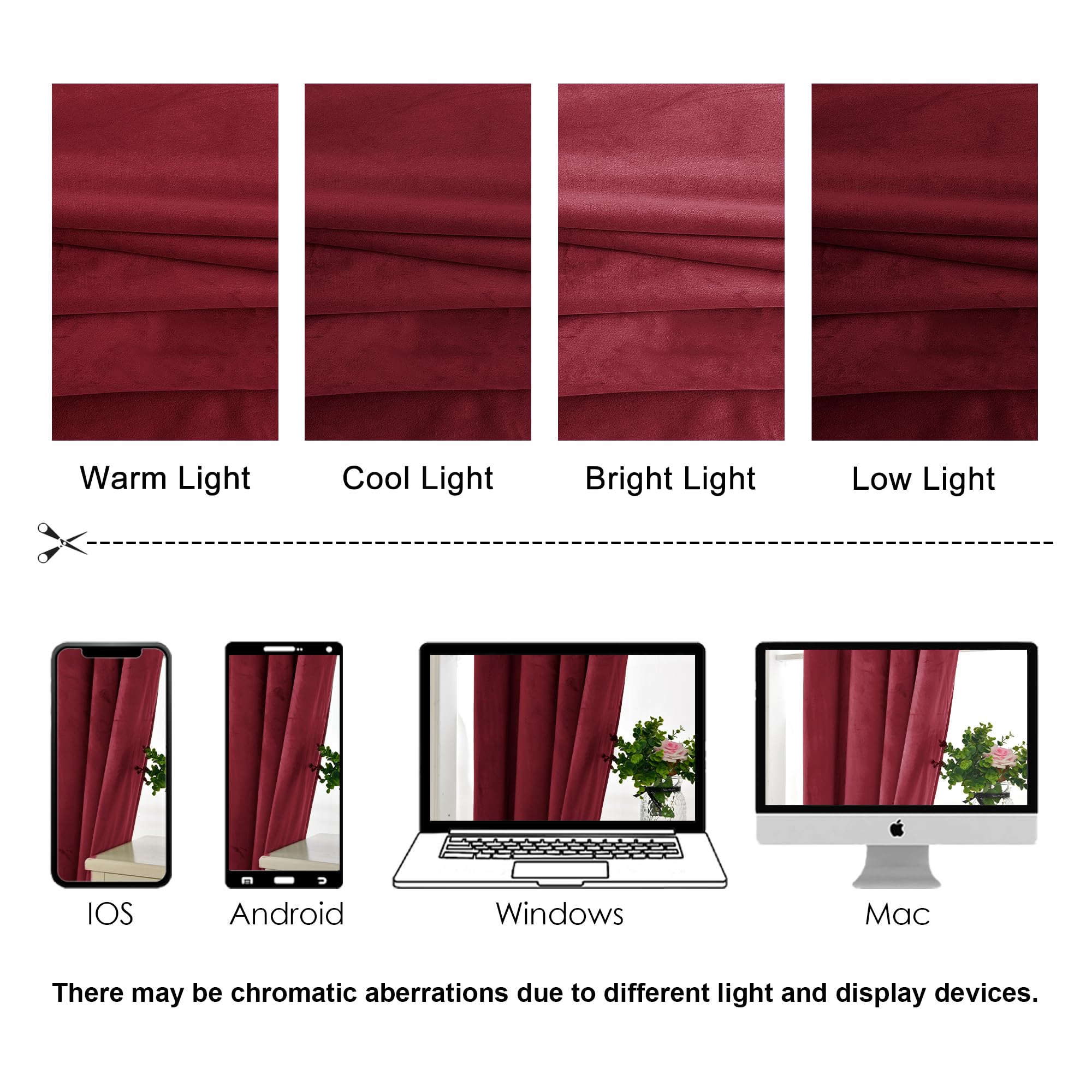 XWZO Red Velvet Backdrop Curtains for Christmas Holiday Decor Set of 2, Rod Pocket Blackout Noise Reducing Drapes for Bedroom Living Room with Tiebacks, 52W x 84L