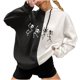 thumbnail image 1 of Jersey de otoño e invierno para mujer, con capucha, estilo punk oscuro, estampado, costura, manga larga, fino, suelto, informal, con cuello encapuchado, suéter, abrigo Pompotops  FGAJ16673, 1 of 5
