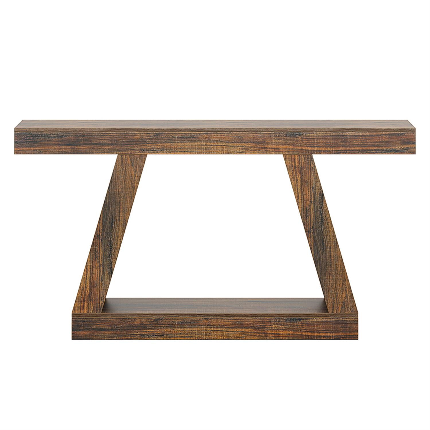 Demi Bonn Farmhouse Console Table, 55" Sofa Table with Storage for Hallway, Bedroom, Living Room, Brown