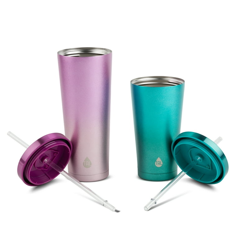 Tal Stainless Steel Coolie Tumblers 2-Pack, 24 fl oz and 18 fl oz, Purple and Green