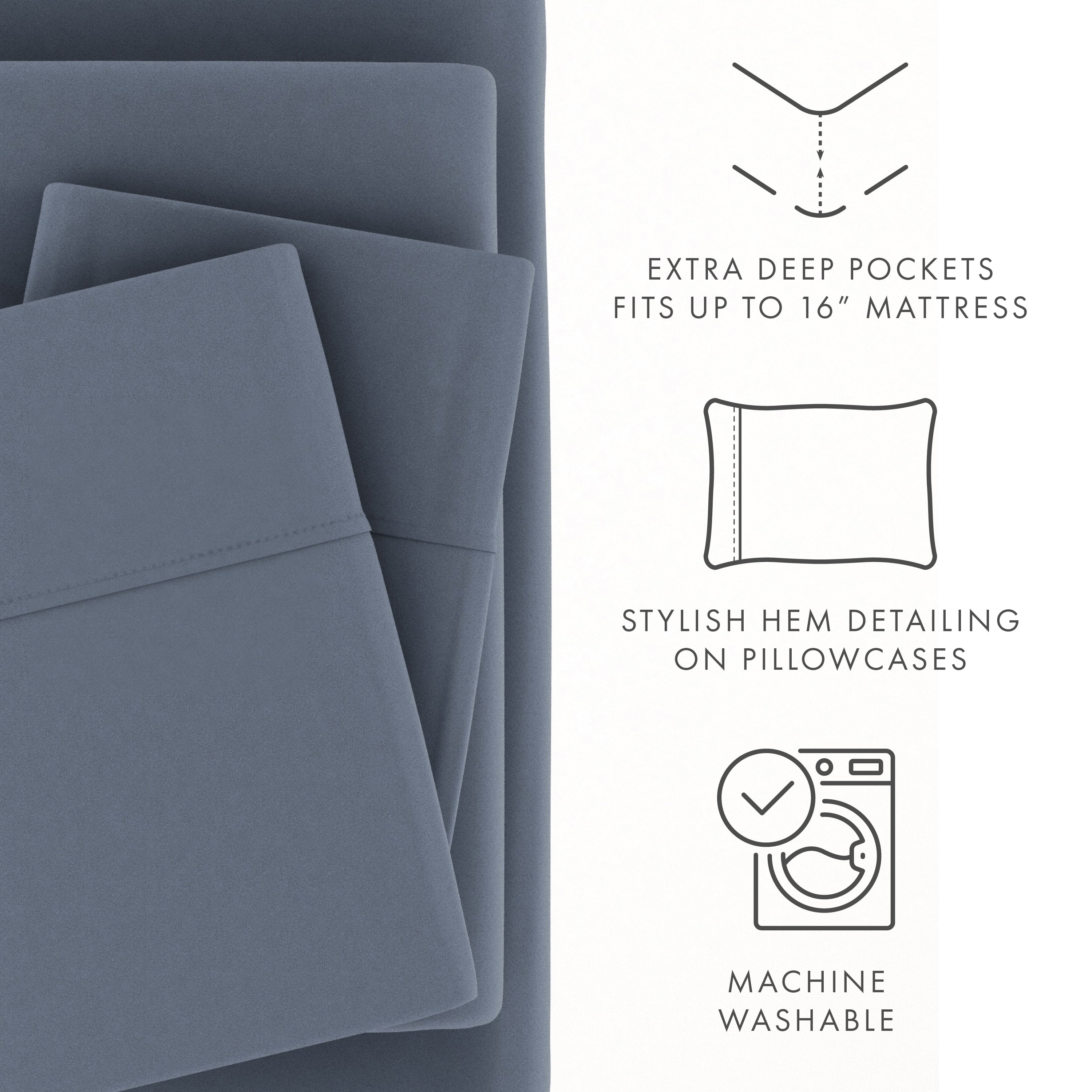 Noble Linens 4 Piece Solid Microfiber Bed Sheet Set, Stone, California King
