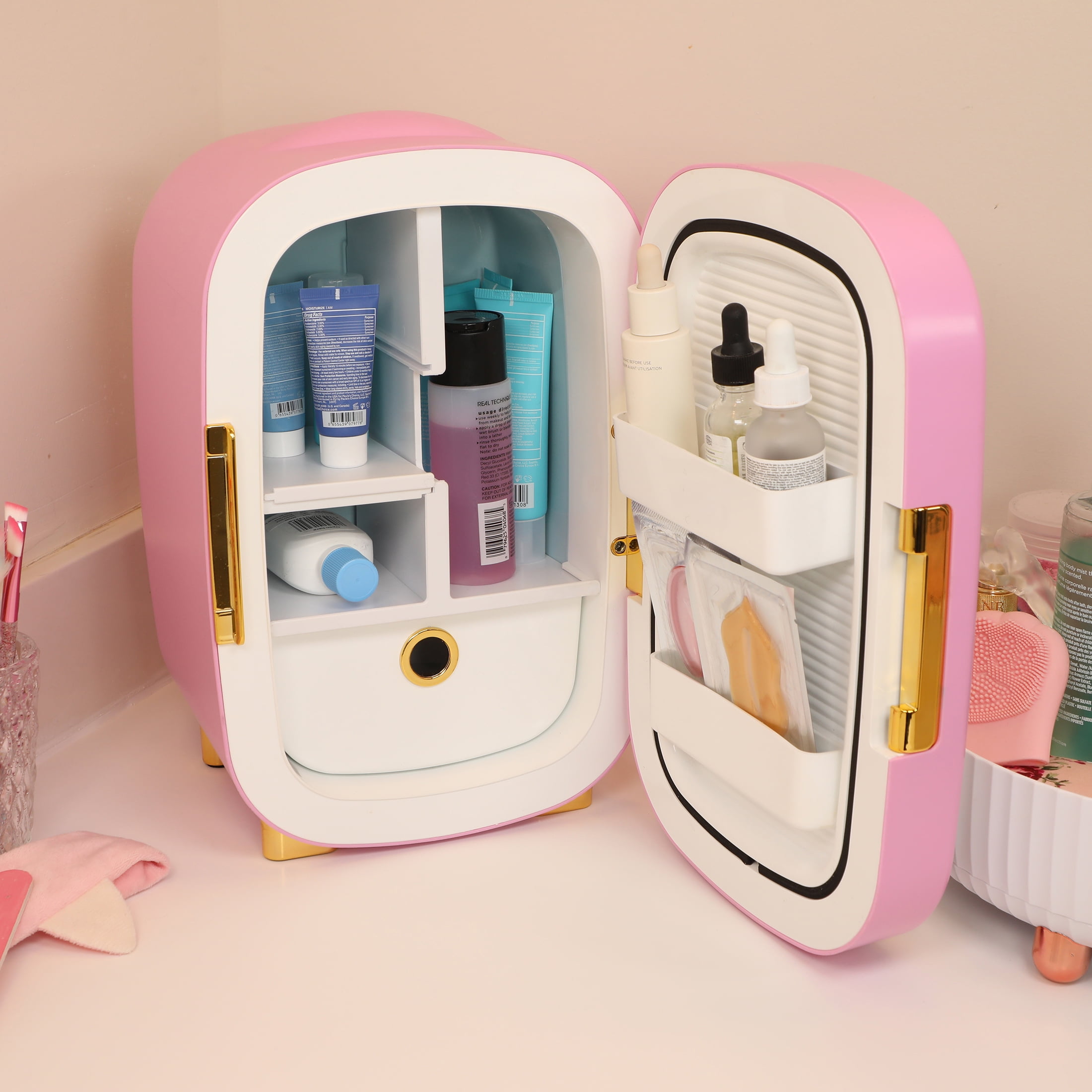  The Cosmetics Fridge Skincare Beauty Nevera (rosa) : Belleza y  Cuidado Personal