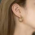 thumbnail image 3 of Gold Hoop Earrings 14K Gold Plated Huggie Hoops Twisted Croissant Earrings Small Hoop Earrings for Women Jewelry Gifts, 3 of 7