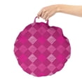 thumbnail image 2 of Geometric Round Floor Cushion with Handle, Pink Tones Design Diagonal Squares in Symmetric Warm Colored Repetition, Pillow for Living Room & Dorms, 18" Round, Magenta Pale Pink, by Ambesonne, 2 of 4