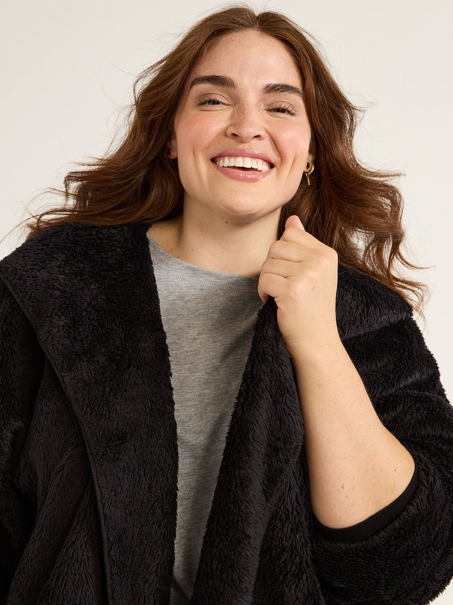 Joyspun Women's Plush Sleep Cardigan, Sizes XS-3XL