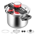 thumbnail image 1 of KFFKFF Pressure Cooker, 6.3Qt Pressure Cooker Stainless Steel, Pressures Canner with Steaming Rack, Tempered Glass Lid, 1 of 9