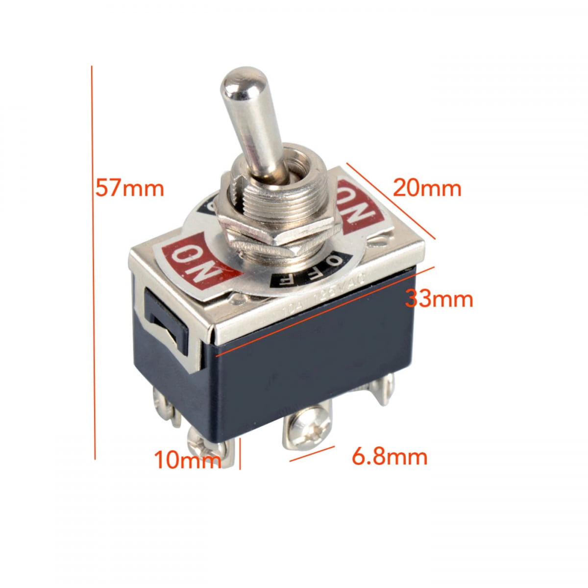 ON 2 Pieces Momentary Mini Toggle Switch -OFF- 6 pin 12vdc 220ac 1/4  A5 ON 