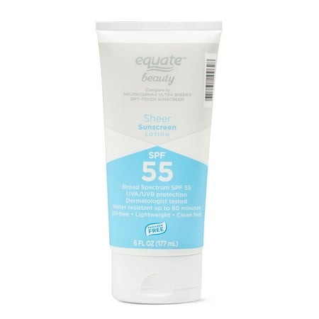 Equate Beauty Sheer Broad Spectrum Sunscreen Lotion, SPF 55, 6 fl oz
