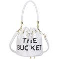 thumbnail image 3 of Sunyuer Women Mini Drawstring Bucket Bag, Letter Print PU Leather Handbag, Fashion Detachable Adjustable Strap Crossbody Shoulder Purse for Daily Travel, 3 of 9
