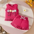 thumbnail image 2 of XZNPDUCQ Little Girls Casual Shorts Set Toddler Baby Girl Summer Clothes Tops Mini Shorts Set 2Pcs Outfits Sleeveless Shirts Floral Shorts sets Dailywear Pink，18-24 Months, 2 of 9