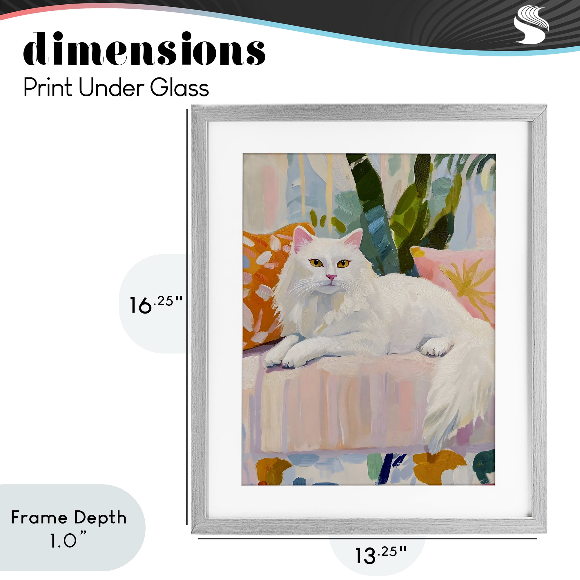 Stupell Industries Fancy Cat on Pastel Sofa Gray Framed Print Under Glass, design by The Prints Vibe
