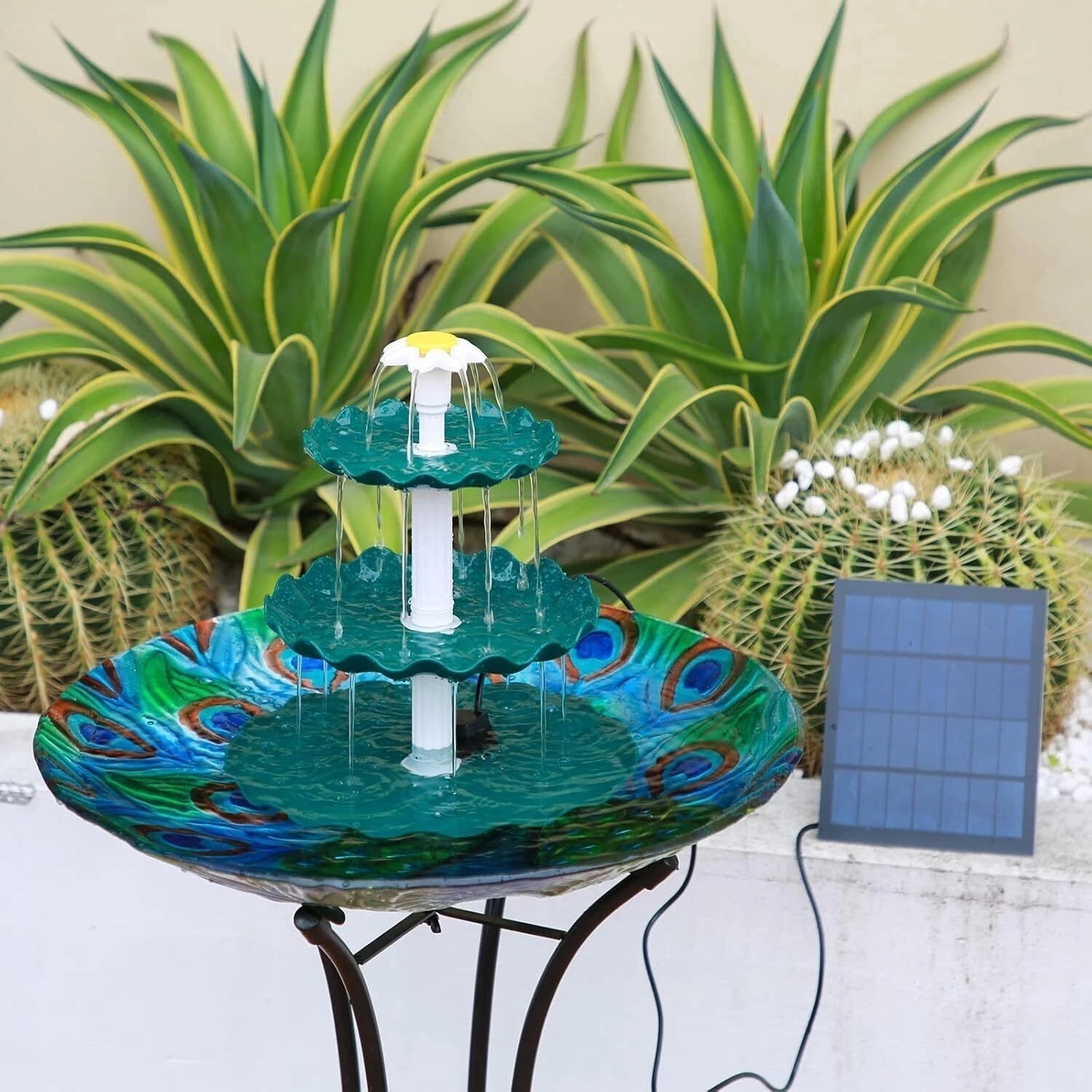 3-Tier Solar Bird Bath Fountain with 3.5W Solar Powered Fountain For Outdoor New