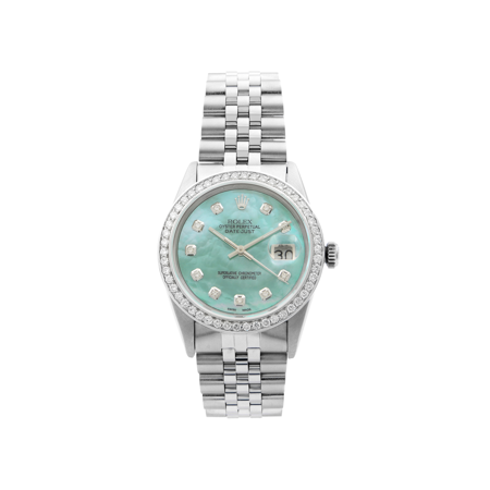 Rolex Datejust Steel 1.20 Cttw Custom Teal Dial Automatic Mens Watch 16014