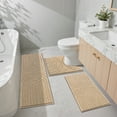 thumbnail image 6 of Vaukki Geometric Bathroom Rug Set of 3 Microfiber Soft Absorbent Non Slip Bath Rugs for Bathroom，(18"x26"+20"x47"+20"x24"，Beige), 6 of 9