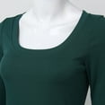 thumbnail image 6 of Tittly Basic Tees T Shirts for Women Women's Spring And Summer Pure Color Stripes High Elastic Long Sleeved Undershirt Top Womens Long Sleeve Tops Tshirts Shirts Green XXL, 6 of 6