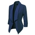 thumbnail image 3 of MixMatchy Women's Casual Work Solid Open Front 3/4 Sleeve Blazer Jacket with Plus Size, 3 of 4