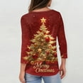thumbnail image 3 of Fabrcox S-5xl Christmas Snowflake Printed Graphic T Shirts for Women Xl Oversized 3/4 Sleeve Tops Round Neck Holiday Tunic Lightweight Basic Tops Wine S, 3 of 6