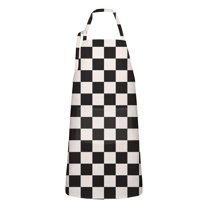 Black and White Checkered Pattern Apron-Garden Aprons for Women with Pockets-Cotton Linen Waterproof Kitchen Cooking Gardening Aprons Adjustable for Kitchen,Cooking,BBQ and Salon 33x27 Inch