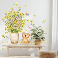 thumbnail image 3 of Yellow Daisy Cute Kitten Wall Stickers, sacinora Cartoon Cat Flower Wall Decals Removable Vinyl Peel and Stick for Living Room Children's Room Bedroom, 3 of 4