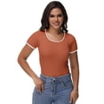 thumbnail image 5 of Women Summer Short Sleeve Shirts Crewneck Striped Color Block T Shirts Slim Fit Basic Tee Tops, 5 of 6
