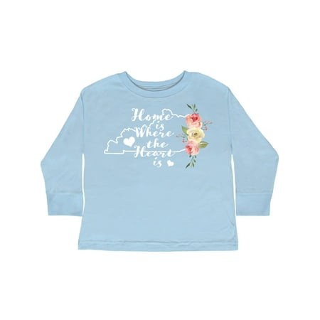 

Inktastic Kentucky Home is Where the Heart is with Watercolor Floral Gift Toddler Boy or Toddler Girl Long Sleeve T-Shirt
