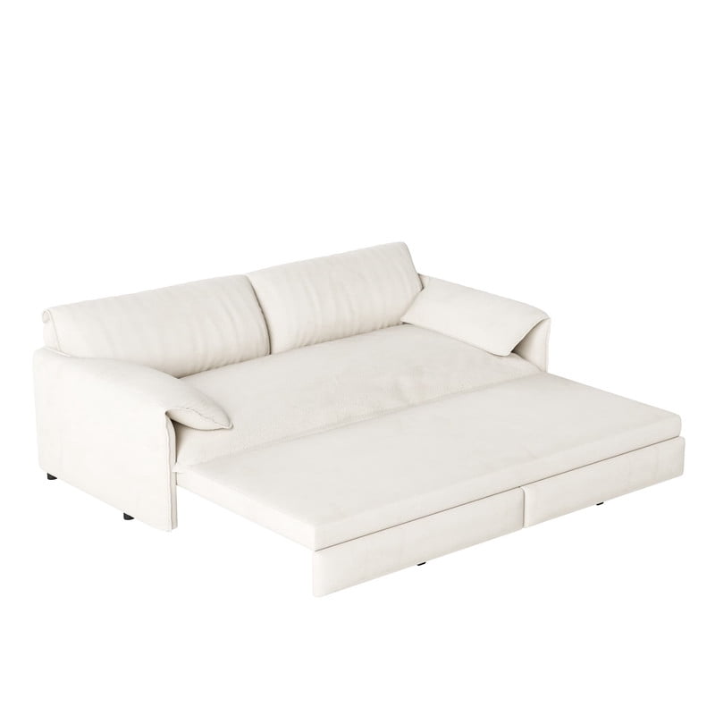 Convertible Queen Size Pull Out Sofa Bed, 3-in-1 Velvet Sleeper Sofa with Side Pocket, Modern 63.8'' Futon Couch for Living Room, Apartment