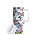 thumbnail image 2 of Ryvnso 30 oz Tumbler with Handle and Straw Insulated Stainless Steel Travel Mug with Lid Beautiful Cats, 2 of 9