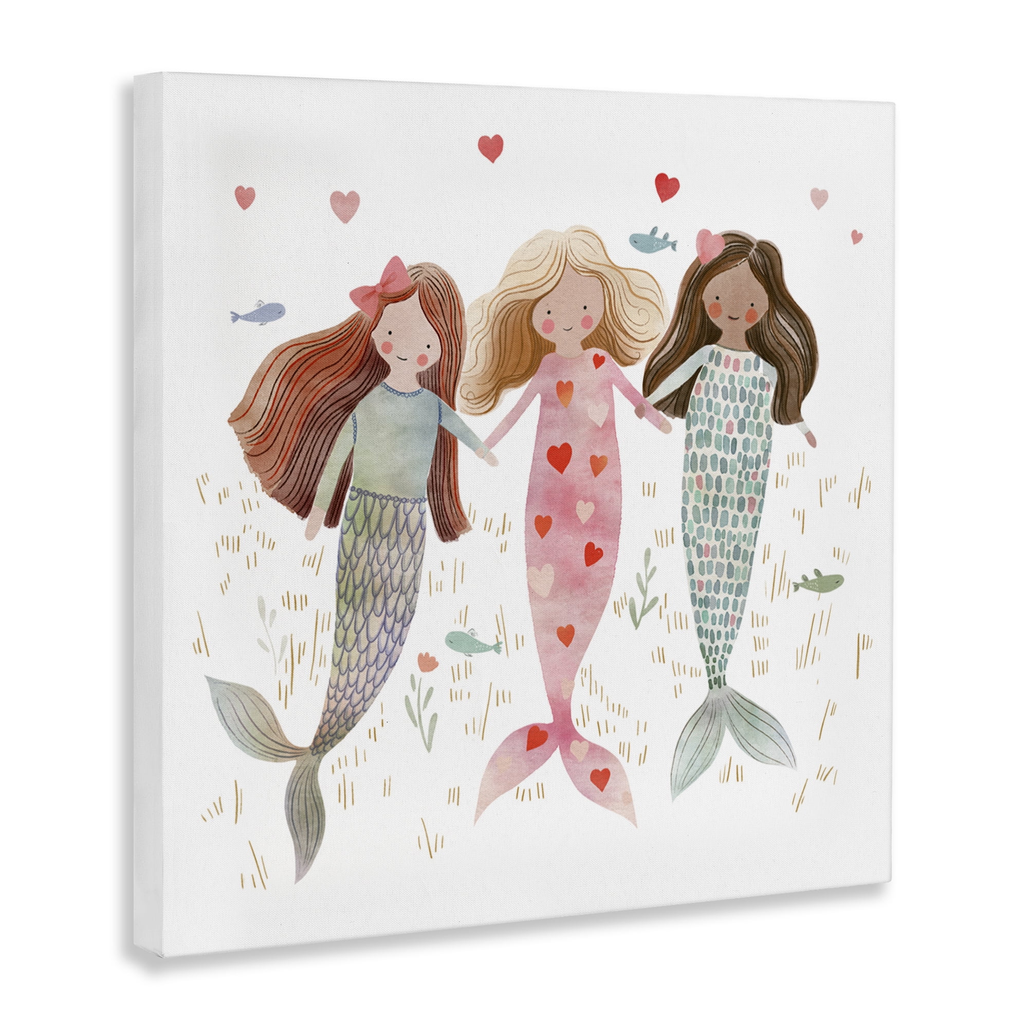 Trio of Mermaids Friendship Canvas Wall Art, design by Leah Straatsma