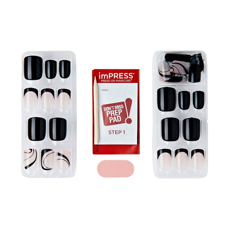 KISS imPRESS no glue needed press on nails, wide, black dress, black, , 30 count - Walmart.com KISS imPRESS no glue needed press on nails, wide, black dress, black, , 30 count - Walmart.com
