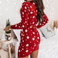 thumbnail image 4 of Vestido ajustado con cuello redondo y estampado navideño para mujer, suave y cómodo, rojo XXL, estilo festivo, 4 of 6