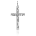 thumbnail image 5 of 14K Solid White Gold Latin Mexican Holy Cross Necklace Religious Chain Pendant Jesus Christ Charm, 5 of 13