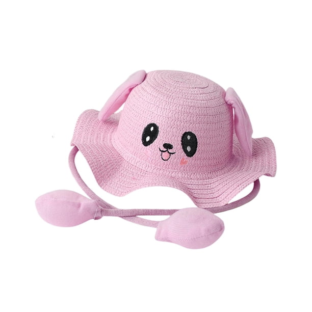 Gorra de pescador plegable con orejas de conejo Yuyangstore Rosa Sombrero de paja de verano