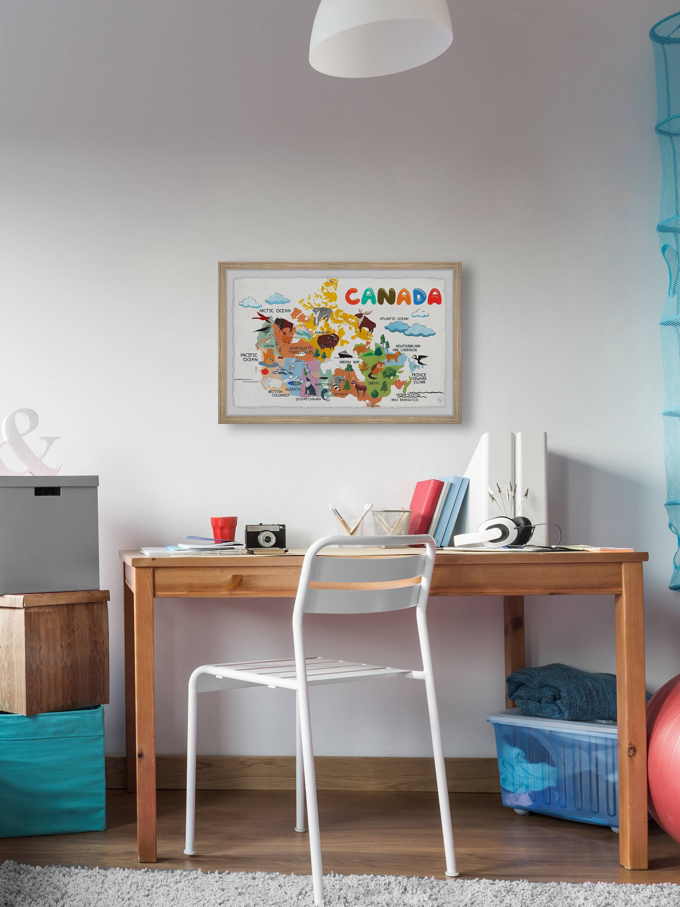 Marmont Hill Rainbow Canadian Map Framed Wall Art