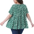thumbnail image 4 of DARING DIVA Women's Plus Polka Dots Ruffle Sleeves Babydoll Tiered Blouse 1X White Green, 4 of 6