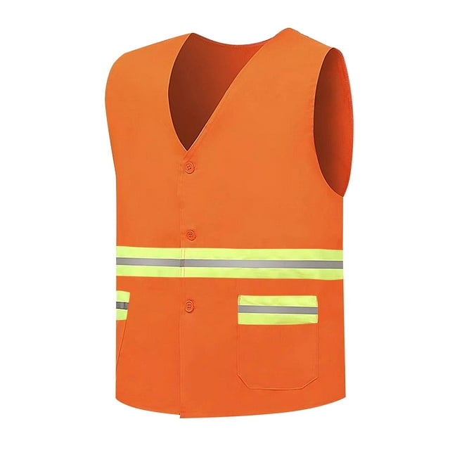 Men's Reflective Pockets Safety Waistcoat for Construction Sites - Night Protective Vest with Casual Design