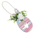 thumbnail image 3 of Easter Themed Wood Hanging Sign Easter Party Front Door Fake Flower Bunny Plaque, 3 of 7