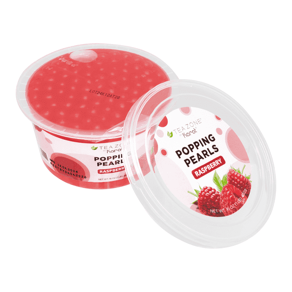 Tea Zone Raspberry Sugar Popping Pearls for Beverage, Sweet snacks, Boba Milk Tea, Ready to Serve (1 lbs)
