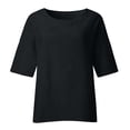 thumbnail image 4 of Winter EINCcm Womens Tops Plus Size 3/4 Sleeve O Neck Casual Loose Cotton Linen Basic Plain T-Shirts, Spring Summer Fall Womens Basic Tunic Tops Pullover Blouses Tees Shirts, 4 of 7