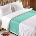 thumbnail image 4 of Bed Runner Scarf for King Size Bed, Turquoise Burlap Texture Beds Scarf Throws for Foot of Bedding, Farmhouse Vintage Aqua Decorative Beds Runners for Bedroom Guestroom, 94"x20", 4 of 8