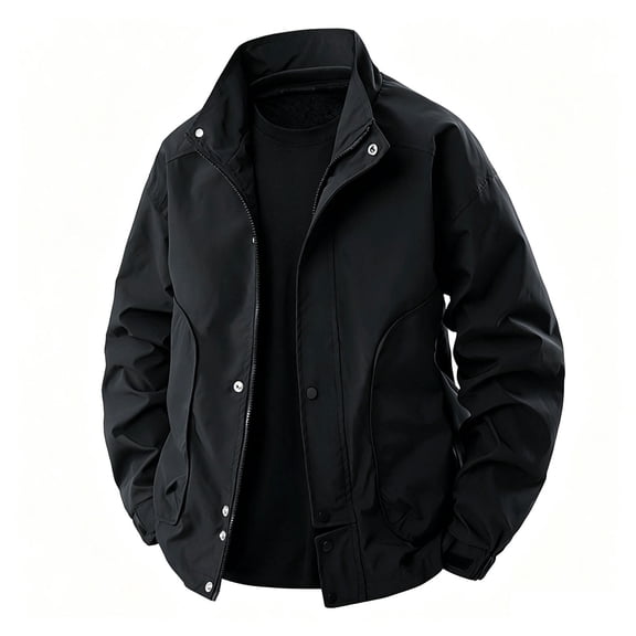 COSFO Zip up Mens Bomber Jackets Big And Tall Waterproof Windbreaker Lightweight Solid Color Jackets Stand Colla Long Sleeve Casual Hiking Coats for Men