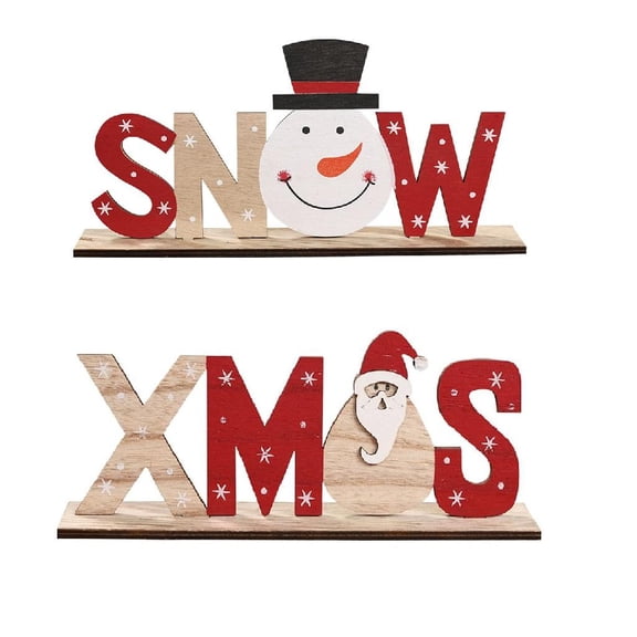 Fzaqwen Loviver Set 2 Christmas Wooden Desktop Stand for Mantelpiece Home Party