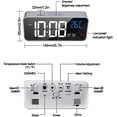 thumbnail image 2 of Réveil Numérique avec Grand Affichage de la Température LED, Horloge de Table avec 13 Musique, Connexion de Charge Usb, 4 Luminosité et Volume Réglables, Réveil, Alarme Miroir Portable avec 2 Alarmes, 2 of 7