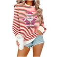 thumbnail image 2 of Yteetum Women's Christmas Crewneck Sweatshirts Oversize Christmas Graphic Print Pullover Hoodless Sweatshirts Top Womens Christmas Stripe Print Round Neck Long Sleeve Sweatshirts Fall Clothes, 2 of 5