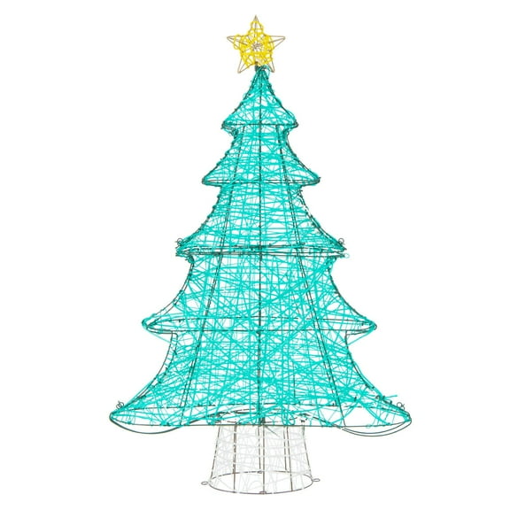 XiHuaZhaoChen 4 FT Lighted Artificial Christmas Tree, Xmas Tree Decor with 520 LED Lights, Top Star, Weatherproof Light String, Indoor Outdoor Light-up Christmas Decoration for Garden Lawn Yard