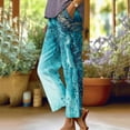 thumbnail image 2 of Summer Pants for Women Solid Color Pocket Straight Tube Loose Stretch Yoga Pants Color Contrast Solid Junior Straight Leg Dressy Women Work Soccer Split Dress Pant Tall Light Blue 2XL, 2 of 5