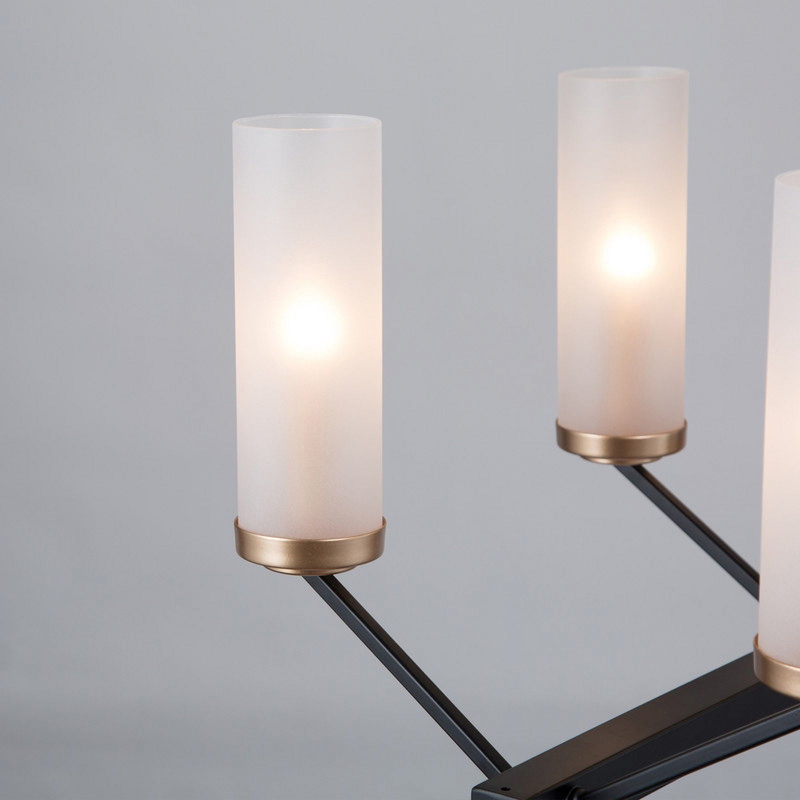 LNC 8-Light Black and Gold Linear LED Pendant with Frosted Glass for Kitchen Island